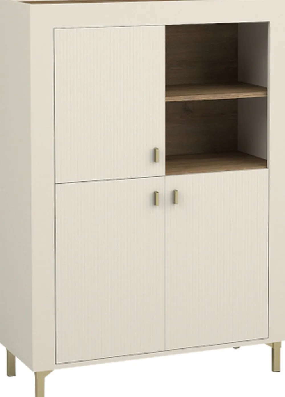 Zestawy Mebli Do Sypialni|Komody>DOLMAR Nowoczesna komoda z półkami na nóżkach do salonu 97 cm MISTY kaszmir