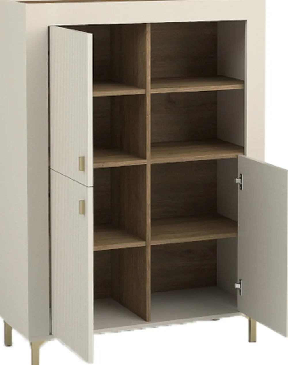 Zestawy Mebli Do Sypialni|Komody>DOLMAR Nowoczesna komoda z półkami na nóżkach do salonu 97 cm MISTY kaszmir