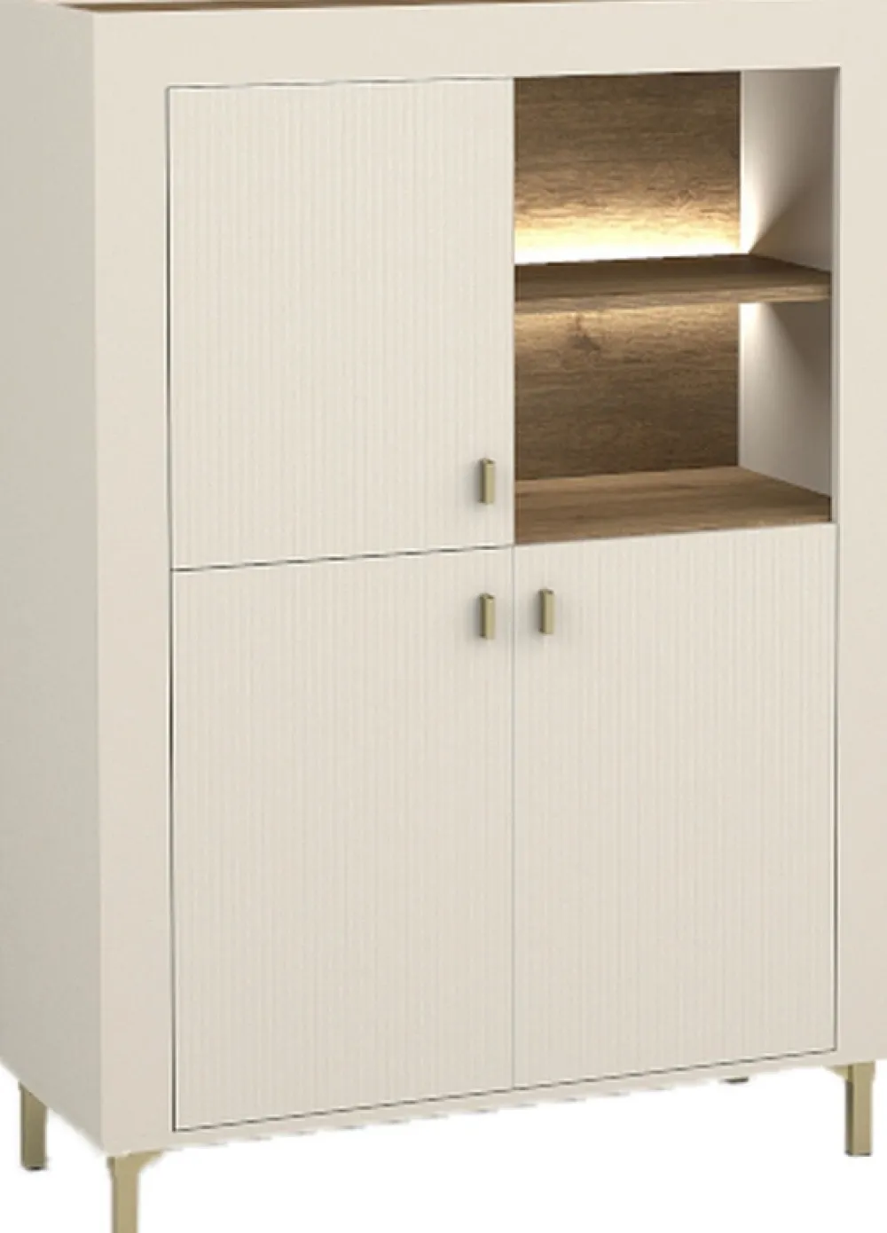 Zestawy Mebli Do Sypialni|Komody>DOLMAR Nowoczesna komoda z półkami na nóżkach do salonu 97 cm MISTY kaszmir