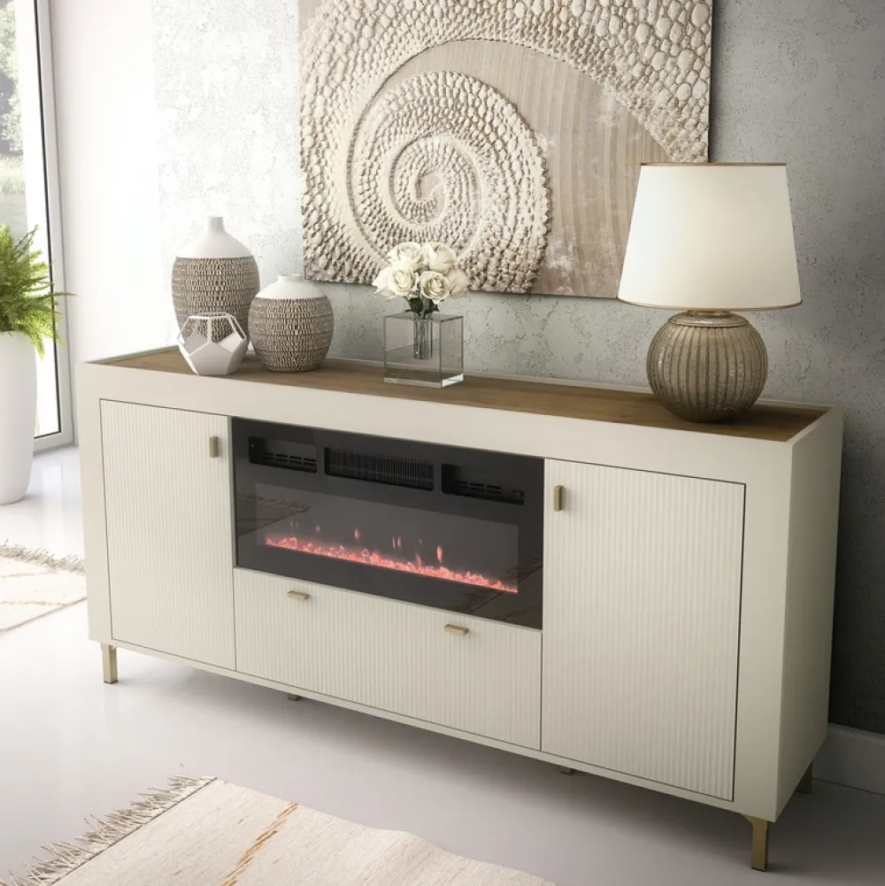 Zestawy Mebli Do Sypialni|Komody>DOLMAR Nowoczesna komoda z półkami na nóżkach do salonu 97 cm MISTY kaszmir