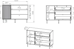 Zestawy Mebli Do Salonu|Komody></noscript>ML Meble Nowoczesna komoda z szufladami do salonu 120 cm SOPHIE CASHMERE
