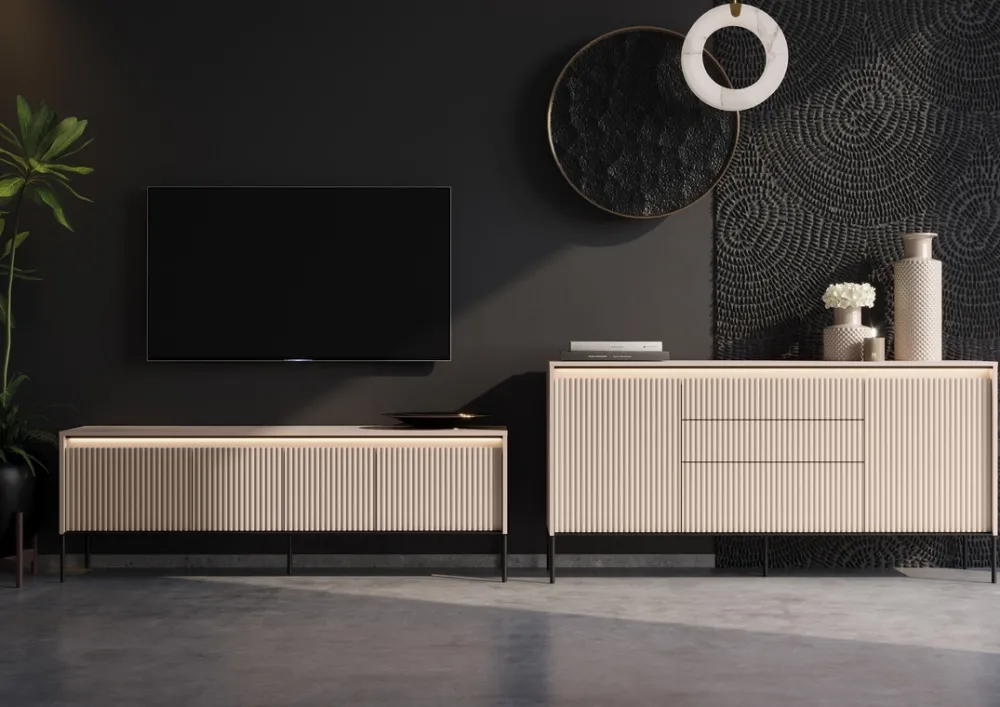 Komody|Zestawy Mebli Do Salonu>lenart. Nowoczesna komoda z szufladami i frezowanymi frontami TREND