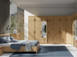 Komody>MEBLAR Nowoczesna komoda z szufladami i półkami 140 cm SEVAS dąb artisan