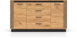 Komody></noscript>ML Meble Nowoczesna komoda z szufladami do salonu 160 cm UMIO dąb złoty craft