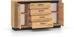 Komody></noscript>ML Meble Nowoczesna komoda z szufladami do salonu 160 cm UMIO dąb złoty craft
