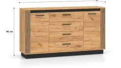 Komody></noscript>ML Meble Nowoczesna komoda z szufladami do salonu 160 cm UMIO dąb złoty craft