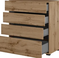 Zestawy Mebli Do Sypialni>Helvetia Nowoczesna komoda z szufladami 80 cm CROSS dąb wotan