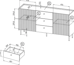 Komody></noscript>DOLMAR Nowoczesna komoda z szufladami 150 cm PINNACLE