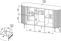Komody></noscript>DOLMAR Nowoczesna komoda z szufladami 150 cm do salonu ZELDA cashmere kaszmir