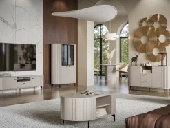 Komody></noscript>DOLMAR Nowoczesna komoda z szufladami 150 cm do salonu ZELDA cashmere kaszmir