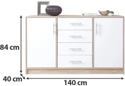 Komody></noscript>MEBLAR Nowoczesna komoda z szufladami do sypialni 140 cm SEVAS