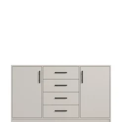 Komody>MEBLAR Nowoczesna komoda z szufladami i półkami 140 cm SEVAS kaszmir