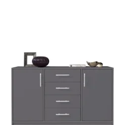 Komody>MEBLAR Nowoczesna komoda z szufladami i półkami 140 cm SEVAS antracyt