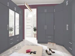 Komody>MEBLAR Nowoczesna komoda z szufladami i półkami 140 cm SEVAS antracyt