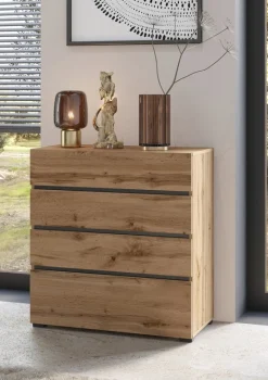 Komody></noscript>Helvetia Nowoczesna komoda z szufladami 80 cm CROSS dąb wotan