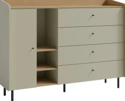 Komody>MEBLAR Nowoczesna komoda z szufladami młodzieżowa 155 cm ALDENO eukaliptus