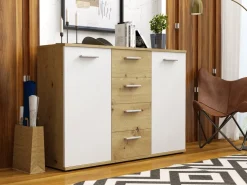 Zestawy Mebli Do Przedpokoju|Komody></noscript>Meblohand Nowoczesna komoda z szufladami 120 cm JOVITA dąb artisan