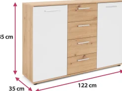 Zestawy Mebli Do Przedpokoju|Komody></noscript>Meblohand Nowoczesna komoda z szufladami 120 cm JOVITA dąb artisan