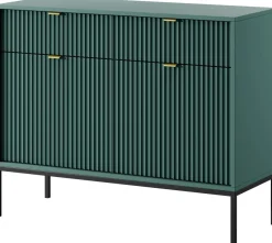 Komody></noscript>PIASKI Nowoczesna komoda z szufladami 104 cm AVANTI ryflowane fronty labrador