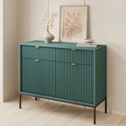 Komody></noscript>PIASKI Nowoczesna komoda z szufladami 104 cm AVANTI ryflowane fronty labrador