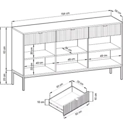 Komody></noscript>PIASKI Nowoczesna komoda z szufladą i półkami do salonu AVANTI czarny