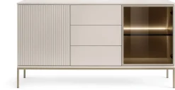 Zestawy Mebli Do Salonu|Komody>PIASKI Nowoczesna komoda z witryną i szufladami do salonu SEWILLA