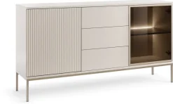 Zestawy Mebli Do Salonu|Komody></noscript>PIASKI Nowoczesna komoda z witryną i szufladami do salonu SEWILLA