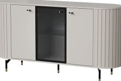 Komody>DOLMAR Nowoczesna komoda z witryną 150 cm do salonu ZELDA cashmere kaszmir
