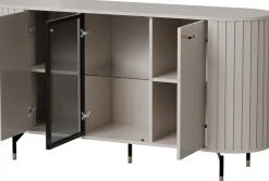 Komody>DOLMAR Nowoczesna komoda z witryną 150 cm do salonu ZELDA cashmere kaszmir