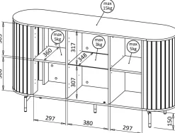 Komody></noscript>DOLMAR Nowoczesna komoda z witryną 150 cm do salonu ZELDA cashmere kaszmir