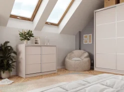 Komody></noscript>BROMARKT Nowoczesna mała komoda przesuwna 120 cm z szufladami TOP beż piaskowy