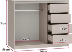 Komody></noscript>BROMARKT Nowoczesna mała komoda przesuwna 120 cm z szufladami TOP beż piaskowy