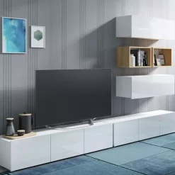 Zestawy Mebli Młodzieżowych|Meblościanki>GiB Meble Nowoczesna meblościanka biały połysk MODERN 27