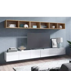 Zestawy Mebli Młodzieżowych|Meblościanki></noscript>GiB Meble Nowoczesna meblościanka biały połysk MODERN 33