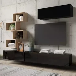 Zestawy Mebli Młodzieżowych|Meblościanki>GiB Meble Nowoczesna meblościanka czarny połysk MODERN 29