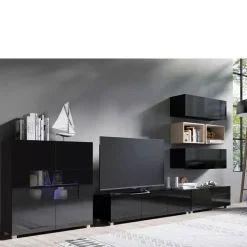 Zestawy Mebli Młodzieżowych|Meblościanki>GiB Meble Nowoczesna meblościanka czarny połysk MODERN 28