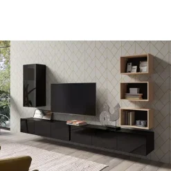 Meblościanki|Zestawy Mebli Młodzieżowych>GiB Meble Nowoczesna meblościanka czarny połysk MODERN 36