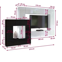 Zestawy Mebli Do Salonu></noscript>BROMARKT Nowoczesna meblościanka czarno biała połysk PREMIUM