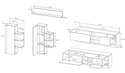 Meblościanki></noscript>LASKI Nowoczesna meblościanka dąb grandson biały ARIZONA