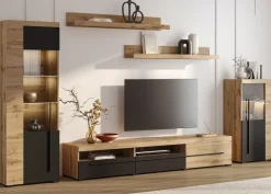 Zestawy Mebli Do Salonu|Meblościanki>Helvetia Nowoczesna meblościanka dąb wotan do salonu ROGER