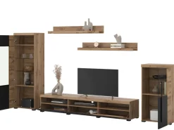 Zestawy Mebli Do Salonu|Meblościanki>Helvetia Nowoczesna meblościanka dąb wotan do salonu ROGER