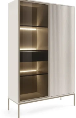 Zestawy Mebli Do Salonu|Meblościanki></noscript>PIASKI Nowoczesna meblościanka do salonu z witryną kaszmir SEWILLA