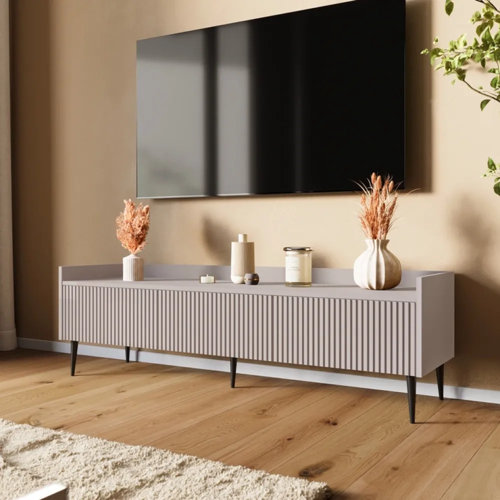 Zestawy Mebli Do Salonu|Meblościanki>JUREK Nowoczesna meblościanka do salonu z szafką RTV ASPERO kaszmir