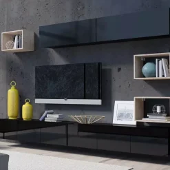 Zestawy Mebli Młodzieżowych|Meblościanki>GiB Meble Nowoczesna meblościanka do salonu czarny połysk MODERN 31