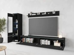 Meblościanki>BRATEX Nowoczesna meblościanka rtv pod telewizor VELLORE czarny