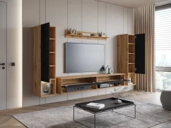 Meblościanki>BRATEX Nowoczesna meblościanka RTV do salonu czarny połysk MADERA