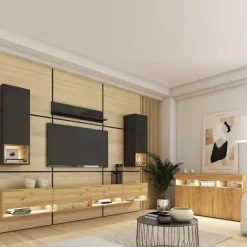 Zestawy Mebli Do Salonu>BROMARKT Nowoczesna meblościanka z komodą PREMIUM