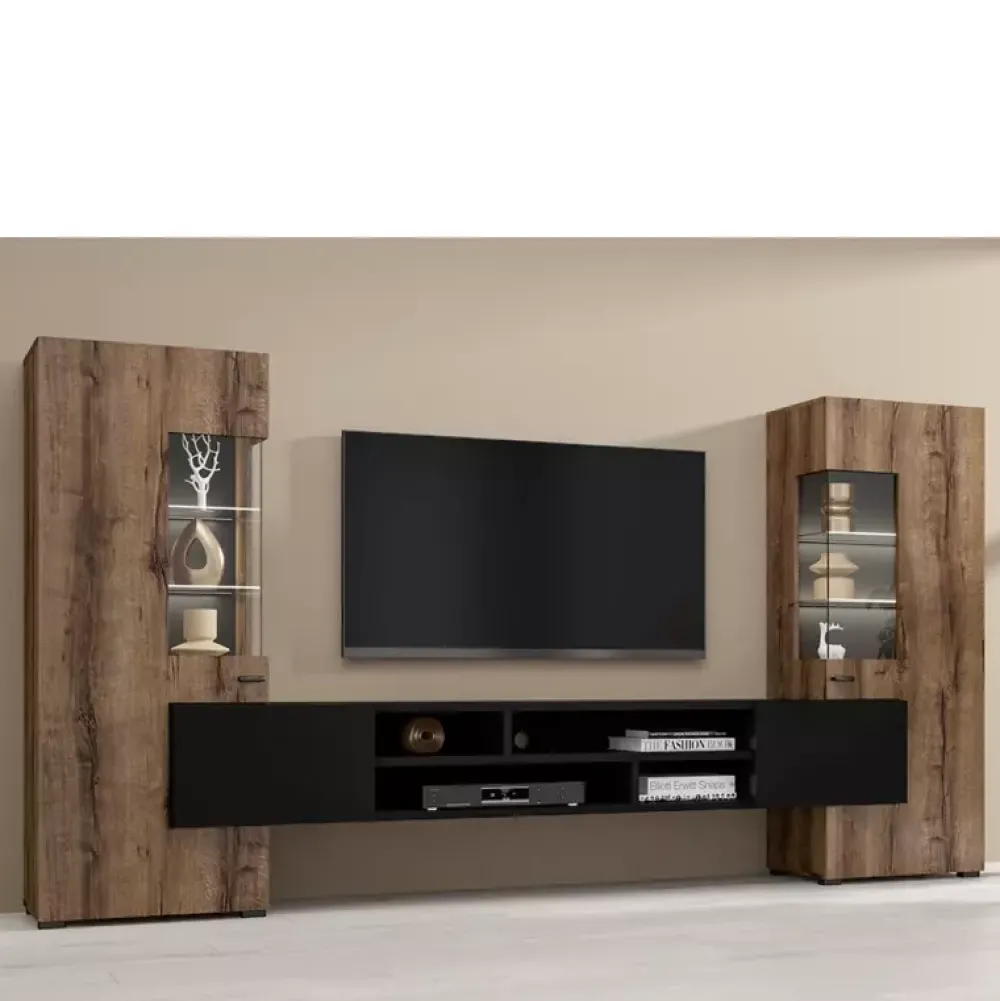 Zestawy Mebli Do Salonu|Meblościanki>Helvetia Nowoczesna meblościanka z witrynami CAMBODE