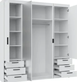 Meble Dla Dzieci|Zestawy Mebli Do Przedpokoju>Lempert Nowoczesna modułowa szafa z lustrem i szufladami KUBA 180 cm dąb sonoma