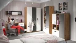 Zestawy Mebli Młodzieżowych|Półki></noscript>ML Meble Nowoczesna półka na książki do pokoju młodzieżowego 116 cm FINI